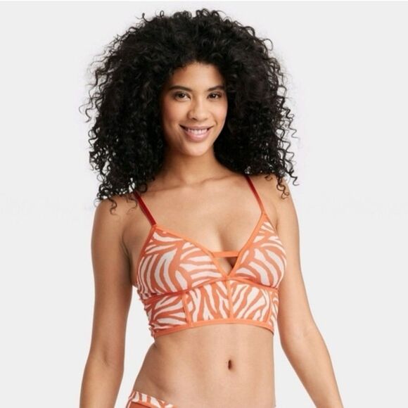 Auden Unlined Longline Bralette Lingerie Top Semi Sheer Y2K Festival M - Picture 1 of 11